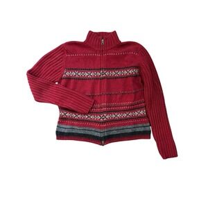 Eddie Bauer Legend Vintage Willow Peak Sweater, Lambswool Fair Isle Pattern Sz L